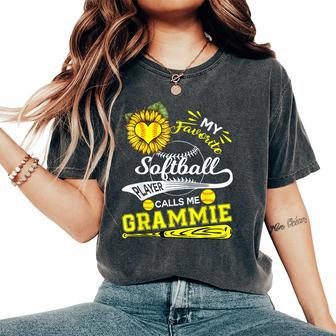 My Favorite Softball Player Calls Me Grammie Sunflower Women's Oversized Comfort T-shirt | Mazezy