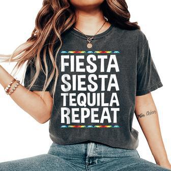 Fiesta Siesta Tequila Repeat Cinco De Mayo Women's Oversized Comfort T-Shirt - Seseable