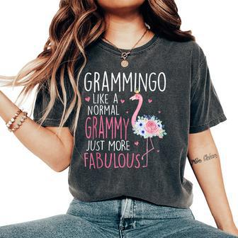 Flamingo Grammingo Like A Normal Grammy Floral Funny Grandma Gift For Women Women's Oversized Graphic Print Comfort T-shirt - Thegiftio UK