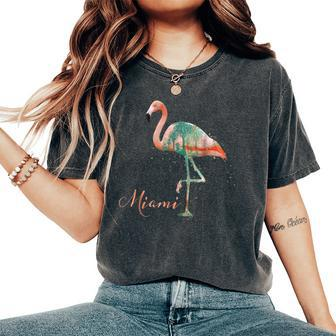 Flamingo With Palm Trees Miami Florida Vintage Women's Oversized Comfort T-shirt | Mazezy