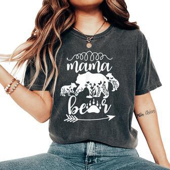 Floral Mama Bear Mom Of 2 Mama Bear Two Cub Floral Mama Bear Women's Oversized Comfort T-shirt | Mazezy