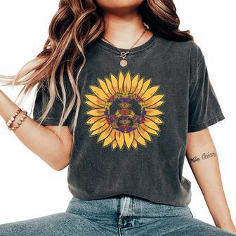 Flower Nature Sunflower Lover Hippie Peace Women's Oversized Comfort T-shirt | Mazezy