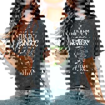 Football Those Are Grandsons Out There Football Grandma Women's Oversized Comfort T-Shirt - Seseable