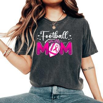 Football Mom Breast Cancer Awareness Month Leopard Ribbon Women's Oversized Comfort T-Shirt - Monsterry CA