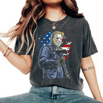 4Th Of July American Horror American Flag Scary Trump Scary Women's Oversized Comfort T-Shirt | Mazezy