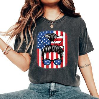 Funny 4Th Of July Patriotic American Flag Usa Women Girls Women's Oversized Graphic Print Comfort T-shirt - Thegiftio UK