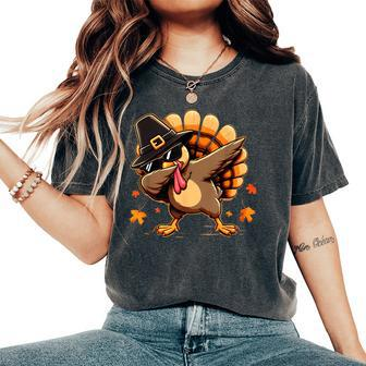 Dab Dabbing Turkey Thanksgiving Day Pilgrim Boys Girls Women's Oversized Comfort T-Shirt | Mazezy