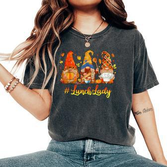 Gnomies Lunch Lady Autumn Fall Leaves Thanksgiving Women's Oversized Comfort T-Shirt | Mazezy