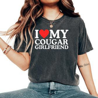 I Love My Cougar Girlfriend Pocket Heart Men Women's Oversized Comfort T-Shirt - Monsterry UK
