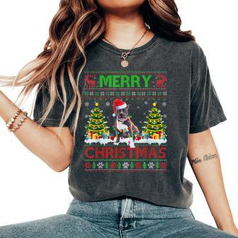 Pitbull Christmas Ugly Sweater Pitbull Xmas 2022 Women's Oversized Comfort T-Shirt - Seseable