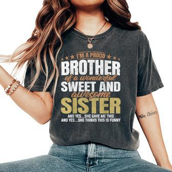 Proud Brother From Awesome Sister Christmas Xmas Famil Women's Oversized Comfort T-Shirt - Thegiftio UK