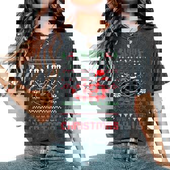 Snake Ugly Christmas Red Plad Lights Sweater Santa Hat Women's Oversized Comfort T-Shirt | Mazezy