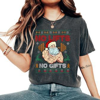 Ugly Christmas Sweater Santa Claus Liftmas Workout Women's Oversized Comfort T-Shirt - Seseable