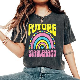 Future Stablehand Bright Retro Rainbow Occupation Women's Oversized Comfort T-Shirt | Mazezy