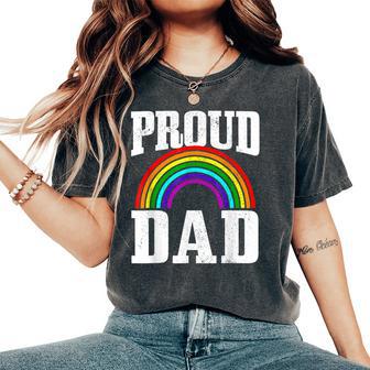 Gay Pride Proud Dad Parent Lgbtq Rainbow Flag Gay Son Women's Oversized Graphic Print Comfort T-shirt - Thegiftio UK