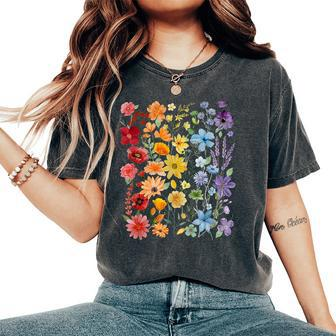 Gay Pride Wildflowers Subtle Gay Pride Month Lgbtq Women's Oversized Comfort T-Shirt | Mazezy