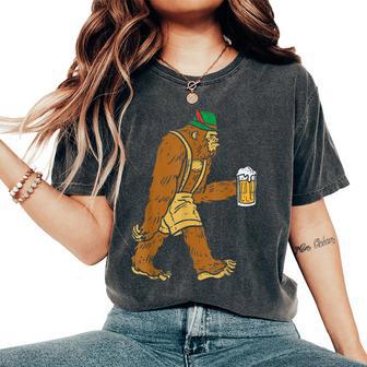 German Bigfoot Sasquatch Beer Lederhose Oktoberfest Women's Oversized Comfort T-Shirt - Thegiftio UK