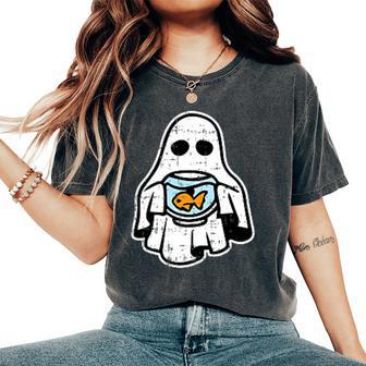 Ghost Pocket Fish Bowl Halloween Costume Ghoul Spirit Women's Oversized Comfort T-Shirt | Mazezy
