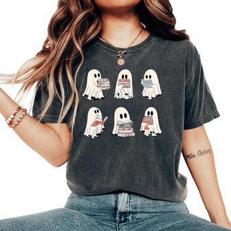 Ghost Reading Teacher Halloween Costume Librarian Book Lover Women's Oversized Comfort T-Shirt - Monsterry