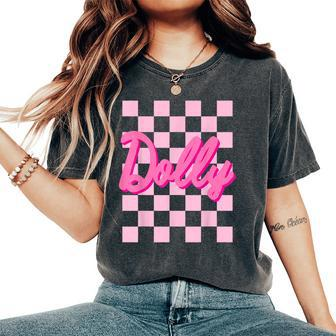 Girl Retro Dolly First Name Personalized Groovy Birthday Women's Oversized Comfort T-Shirt - Monsterry CA