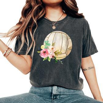 Girly Boho Floral Watercolor Volleyball Women's Oversized Comfort T-shirt | Mazezy