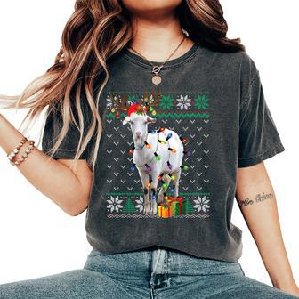 Goat Christmas Ugly Sweater Reindeer Christmas Pajama Farm Women's Oversized Comfort T-Shirt - Seseable