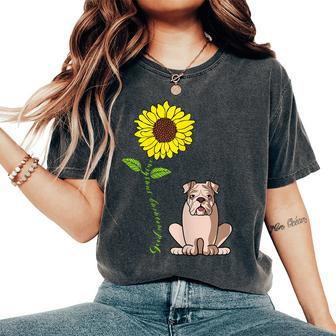 Good Morning Sunshine English Bulldog Sunflower Mom Women's Oversized Comfort T-shirt | Mazezy
