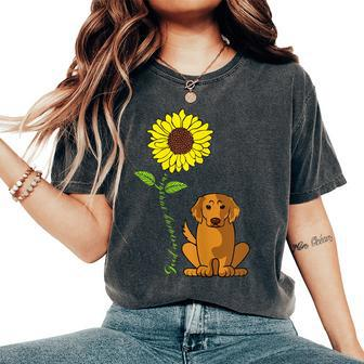 Good Morning Sunshine Golden Retriever Mother Sunflower Women's Oversized Comfort T-shirt | Mazezy