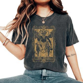 Goth Clothing Tarot Card The Devil Witchy Occult Horror Tarot Women's Oversized Comfort T-Shirt | Mazezy