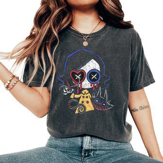 Gothic Clothing All Occult Horror Girl With Cat Creepy Draw Creepy Women's Oversized Comfort T-Shirt | Mazezy