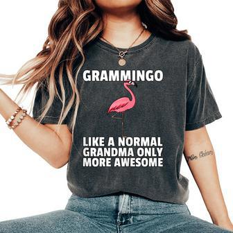 Grammingo Like A Normal Grandma Only More Awesome Flamingo Gift For Womens Gift For Women Women's Oversized Graphic Print Comfort T-shirt - Thegiftio UK