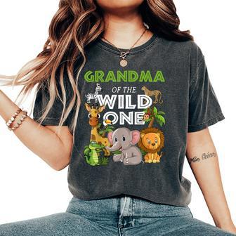 Grandma Of The Wild One Zoo Birthday 1St Safari Jungle Women's Oversized Comfort T-Shirt | Mazezy