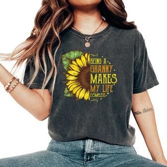 Being A Granny Makes My Life Complete Hippie Sunflower Women's Oversized Comfort T-shirt | Mazezy