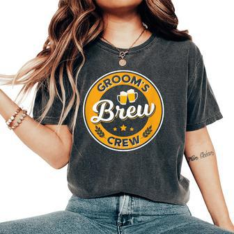 Groom's Brew Crew T Stag Party Beer Groomsmen Apparel Women's Oversized Comfort T-Shirt | Mazezy
