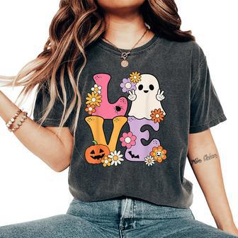 Groovy Halloween Love Costume Ghost Pumpkin Women's Oversized Comfort T-Shirt - Monsterry UK