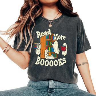 Groovy Halloween Read More Books Cute Boo Student Teacher Women's Oversized Comfort T-Shirt - Seseable