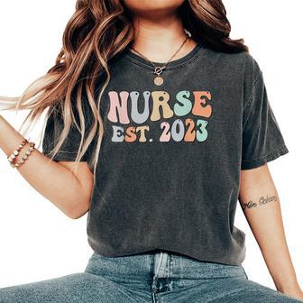 Groovy Nurse Est 2023 New Future Nurse Nursing School Grad Women's Oversized Comfort T-shirt | Mazezy
