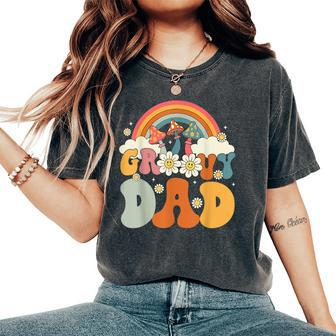 Groovy Rainbow Dad Birthday Party Decorations Family Women's Oversized Comfort T-Shirt - Seseable