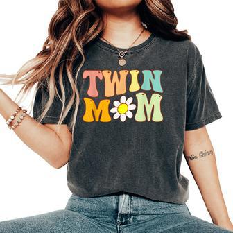 Groovy Twin Mama For New Mom Of Twins Women's Oversized Comfort T-shirt | Mazezy