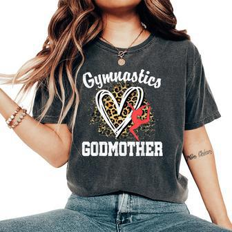 Gymnastics Godmother Leopard Heart Gymnast Mom Mommy Women's Oversized Comfort T-shirt | Mazezy
