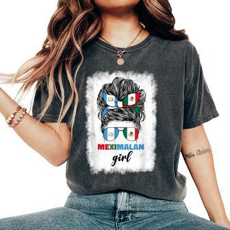 Half Mexican And Guatemalan Mexico Guatemala Flag Girl Women's Oversized Comfort T-Shirt - Seseable