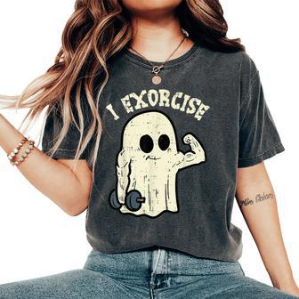 Halloween Gym Ghost I Exorcise Fun Workout Costume Women's Oversized Comfort T-Shirt - Seseable