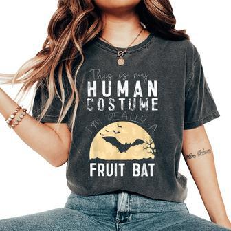 Halloween Human Costume Fruit Bat Creepy Horror Halloween Women's Oversized Comfort T-Shirt | Mazezy