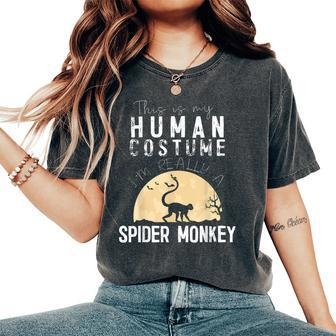 Halloween Human Costume Spider Monkey Creepy Horror Halloween Women's Oversized Comfort T-Shirt | Mazezy