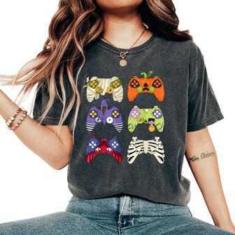 Halloween Mummy Pumpkin Skeleton Zombie Controllers Gaming Women's Oversized Comfort T-Shirt | Mazezy