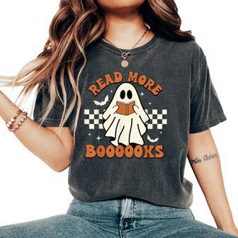 Halloween Read More Books Cute Boo Read A Book Teacher's Day Women's Oversized Comfort T-Shirt - Monsterry