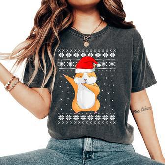Hamster Dabbing Dance Ugly Sweater Christmas Pajamas Women's Oversized Comfort T-Shirt | Mazezy