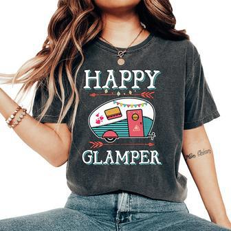 Happy Glamper T Outdoor Glamping Camping Girls Women's Oversized Comfort T-Shirt - Seseable