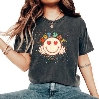 Happy International Dot Day Smile Face Groovy Polka Dot Women's Oversized Comfort T-Shirt - Seseable