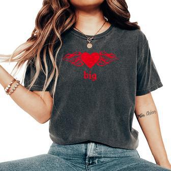 Heart Flames Big Little Sister Sorority Reveal For Big Women's Oversized Comfort T-Shirt - Thegiftio UK